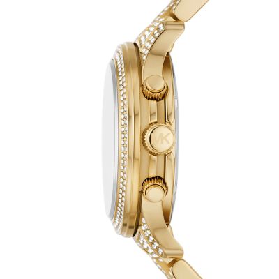 Michael Kors Runway Chronograph Gold-Tone Stainless Steel Watch 