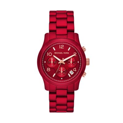 Michael Kors Unisex Slim Runway Red-Tone Stainless Steel Bracelet Watch  42mm - Macy's