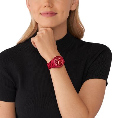 Michael kors hot sale red watch women's