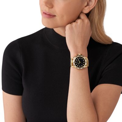 Michael Kors Women's Everest Three-Hand Black Silicone Strap Watch