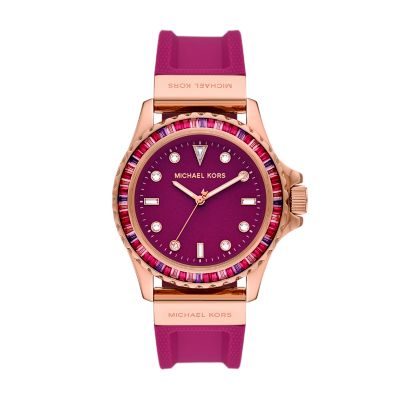 Michael Kors Everest Three-Hand Fuchsia Silicone Watch