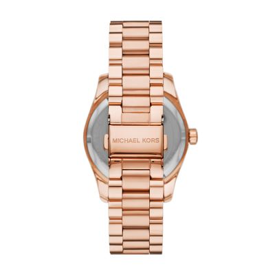 Michael Kors Lexington Three-Hand Rose Gold-Tone Stainless Steel