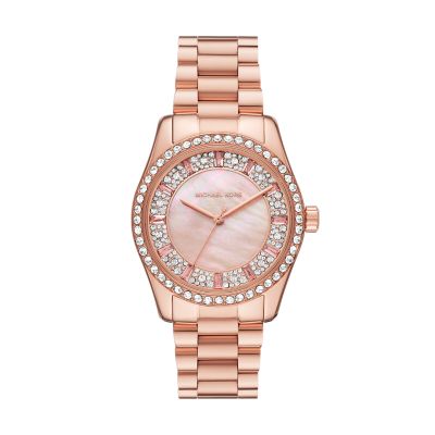 Michael Kors Women's Lexington Three-Hand Rose Gold-Tone Stainless Steel Watch - Rose Gold