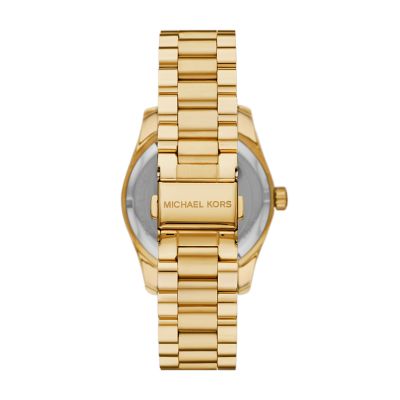 Michael Kors Lexington Three-Hand Gold-Tone Stainless Steel Watch