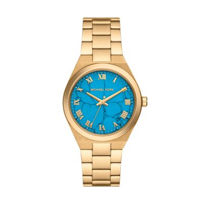 Michael Kors Lennox Three-Hand Gold-Tone Stainless Steel Watch 