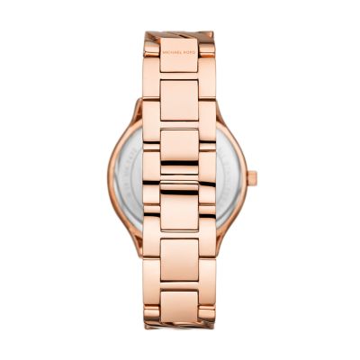 Michael Kors Runway Three-Hand Rose Gold-Tone Stainless Steel  