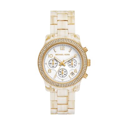 Michael Kors Women's Runway Chronograph Alabaster Acetate Watch - White