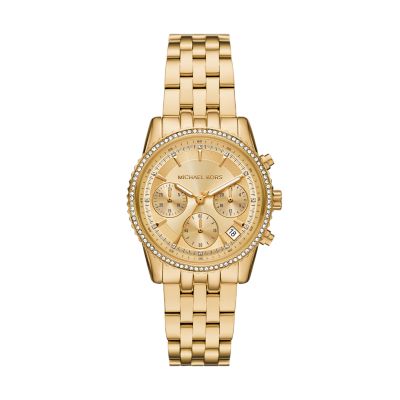 Gold for Michael Kors Bryant Chronograph Brown Stainless Steel Watch