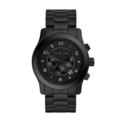 Michael Kors Runway Chronograph Black Stainless Steel Watch 