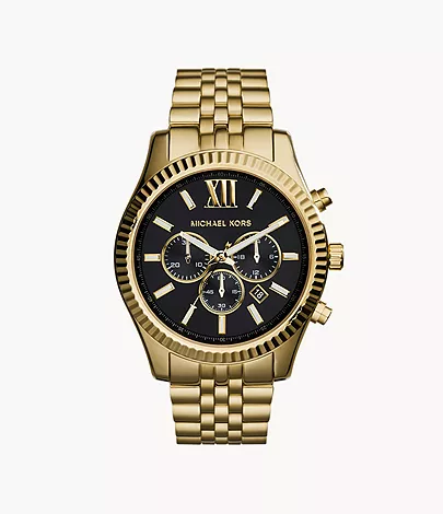 Michael Kors Men\'s Gold-Tone Black Dial Lexington Watch - MK8286 - Watch  Station