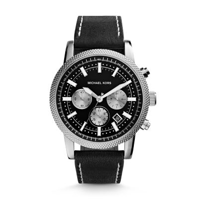 Hutton Chronograph Black Leather Watch 