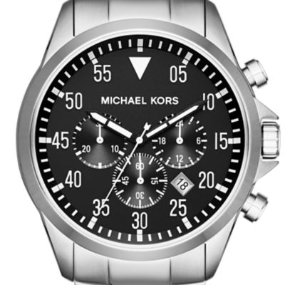 michael kors men's silver diamond watch