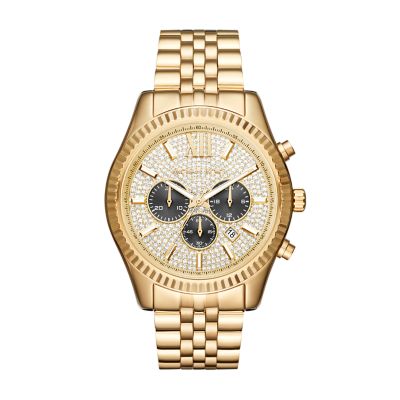 Michael Kors Lexington Chronograph Gold-Tone Steel Watch - Watch Stainless - MK8494 Station