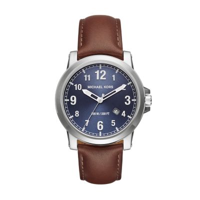 Paxton Three-Hand Brown Leather Watch