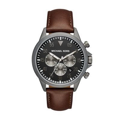 Gage Chronograph Brown Leather Watch 
