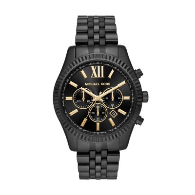 Michael kors black and gold watch best sale