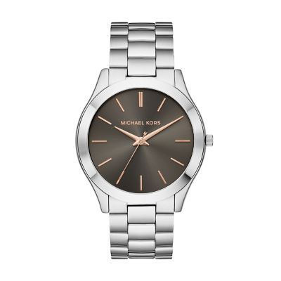 Michael Kors Men s Slim Runway Gunmetal Three Hand Watch