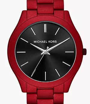 Michael Kors Men's Slim Runway Three-Hand Red Coated Stainless Steel Watch