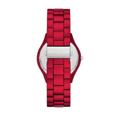 michael kors slim runway red watch