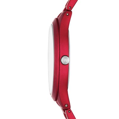 michael kors slim runway red watch