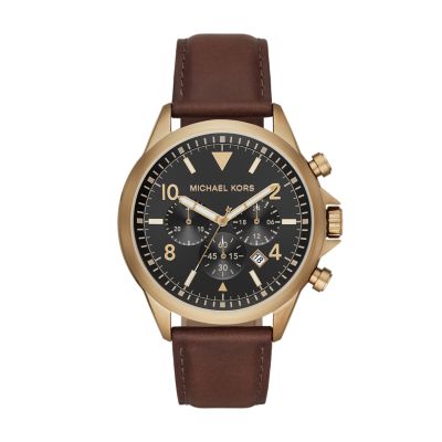 Michael Kors Gage Chronograph Chocolate Leather Watch - MK8785