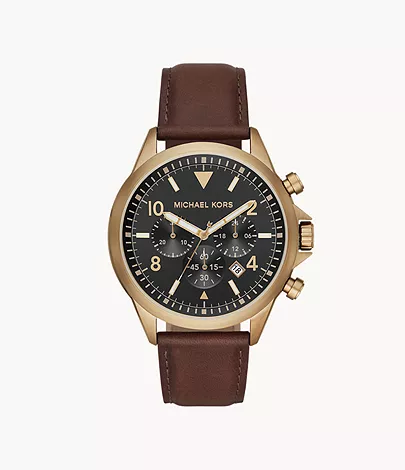 Michael Kors Gage Chronograph Chocolate Leather Watch - MK8785