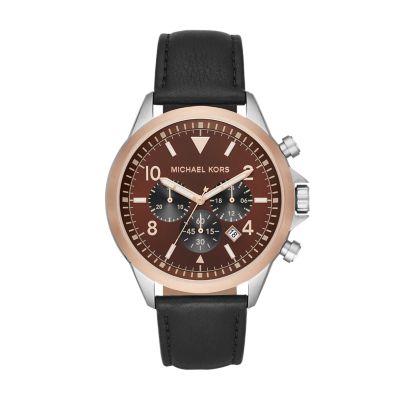 Michael Kors Gage Chronograph Chocolate Leather Watch MK8785 Watch Station