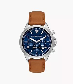 Michael Kors Gage Chronograph Luggage Leather Watch