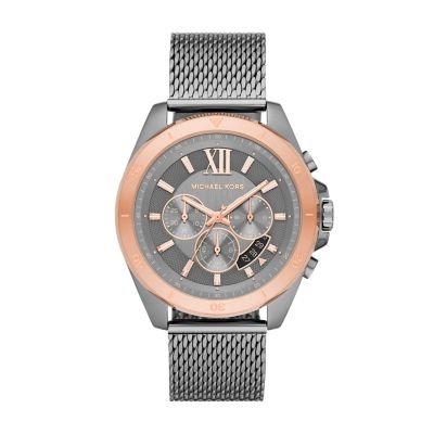 Michael Kors Brecken Chronograph Gunmetal Watch Steel Station - MK8868 Stainless Watch 