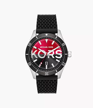 Michael Kors Layton Three-Hand Date Black Silicone Watch