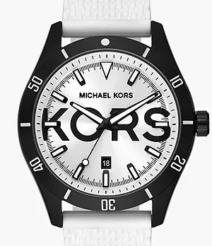 Michael Kors Layton Three-Hand Date White Silicone Watch