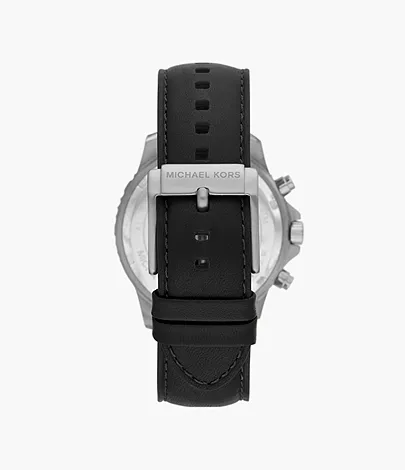 Michael Kors Cortlandt Chronograph Black Leather Watch - MK8905 - Watch  Station