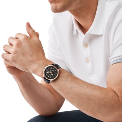 Chronograph Kors Watch Cortlandt - - Leather Black Watch Michael Station MK8905