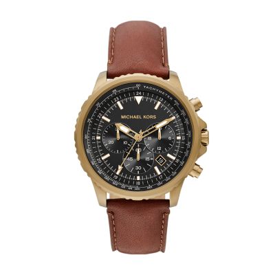 Cortlandt Station Leather Kors - Watch MK8927 Luggage - Michael Watch Chronograph