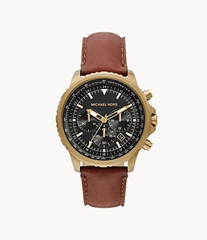 Michael Kors Cortlandt Chronograph Brown Leather Watch