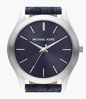 Michael Kors Slim Runway Three-Hand Blue PVC Watch