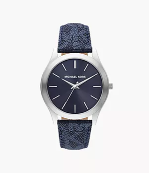 Michael Kors Slim Runway Three-Hand Blue PVC Watch