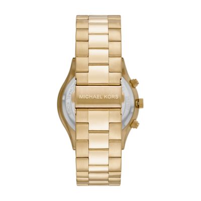 Michael Kors Slim Runway Chronograph Steel Watch Gold-Tone Stainless
