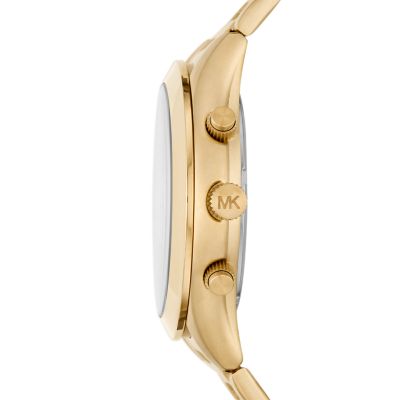 Michael Kors Steel Stainless Gold-Tone Watch Chronograph Slim Runway