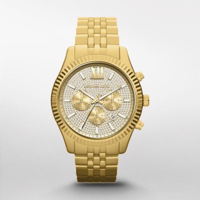 Michael Kors Lexington Chronograph Gold-Tone Stainless Steel Watch 