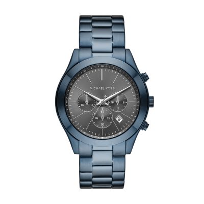 Michael kors silver hot sale and blue watch