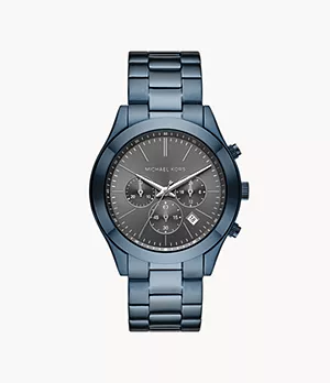 Michael Kors Slim Runway Chronograph Steel Blue Stainless Steel Watch