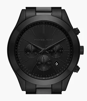 Montre chronographe en acier inoxydable noir Slim Runway de Michael Kors