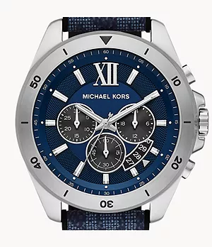 Michael Kors Brecken Chronograph Black Silicone with Navy PVC Inlay Watch