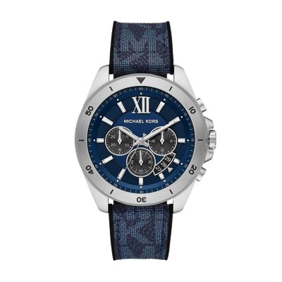 Michael Kors Brecken Chronograph Black Silicone with Navy PVC Inlay Watch -  MK8923 - Watch Station