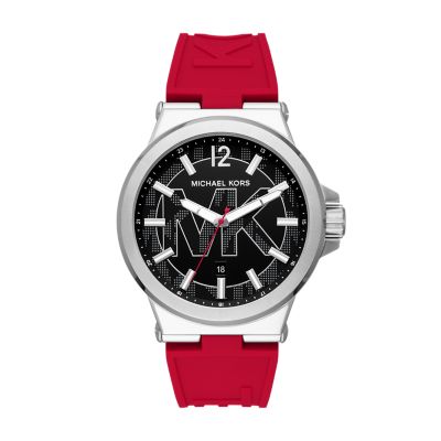 Michael Kors MKGO Dylan Three Hand Red Silicone Watch MK8924 Watch Station