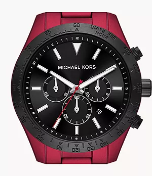 Montre chronographe en acier inoxydable rouge mat Layton de Michael Kors