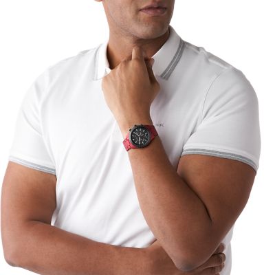 Michael kors men's red hot sale watch