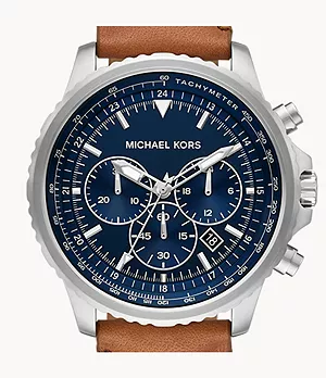 Michael Kors Cortlandt Chronograph Luggage Leather Watch
