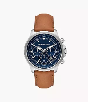 Michael Kors Cortlandt Chronograph Luggage Leather Watch